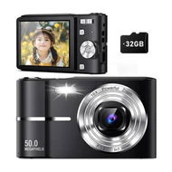 Detailed information about the product Digital Camera,50MP Point and Shoot Camera with 16X Zoom Anti Shake,Compact Portable Camera for Girls Boys Kids with 32GB Card,Black