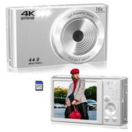 Detailed information about the product Digital Camera,Digital Camera 4K 44MP, Compact Point and Shoot Digital Cameras, 64 GB SD Card, Vintage Digital Camera for Kids Boys Girls, Silver