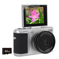 Detailed information about the product Digital Cameras for Photography With 64G Card, 4K Vlogging Camera Anti Shake, 64MP Digital Camera for Selfie Photo Video, Silver