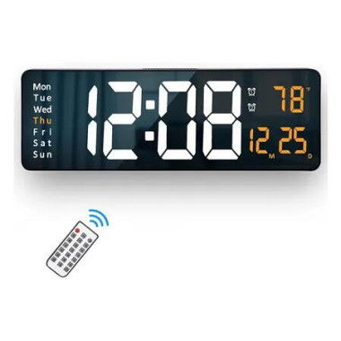 Digital Clock Large Display, Dual Alarms, Automatic Brightness Dimmer, Easy Track The Time, Date, Day of Week and Temperature, with Remote Control (Orange)