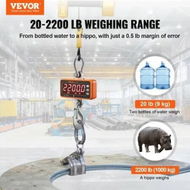 Detailed information about the product Digital Crane Scale 2200 lbs/1000 kg Industrial Heavy Duty Hanging Scale with Remote Control Cast Aluminum Case & LED Screen High Precision