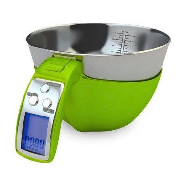 Digital Kitchen Food Scale with Bowl (Removable) and Measuring Cup, 11lbs Capacity (Green)