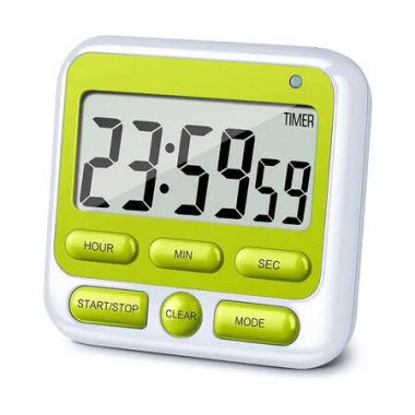 Digital Kitchen Timer with Mute/Loud Alarm Switch On/Off Switch, 24 Hour Clock & Alarm, Large LCD Display (Green)