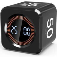 Detailed information about the product Digital Pomodoro Timer Cube 5/10/25/50min,Visual Productivity Flip Timer,Silent and Sound Mode (Black)