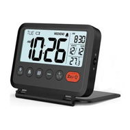 Detailed information about the product Digital Travel Alarm Clock, Black, 3.54 inch LCD Display, 9 Minute Snooze, 2 Volume Levels, Backlight, 2 x AAA Batteries is Not Included