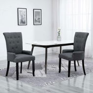 Detailed information about the product Dining Chair with Armrests 2 pcs Dark Grey Fabric