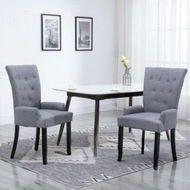 Detailed information about the product Dining Chair with Armrests 2 pcs Light Grey Fabric