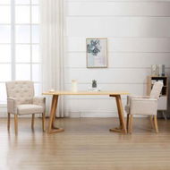 Detailed information about the product Dining Chair With Armrests Beige Fabric