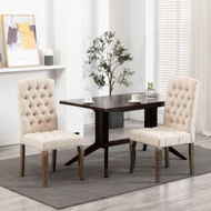 Detailed information about the product Dining Chairs 2 Pcs Beige Linen-Look Fabric