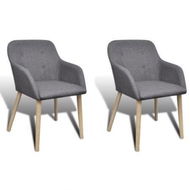 Detailed information about the product Dining Chairs 2 Pcs Dark Grey Fabric And Solid Oak Wood