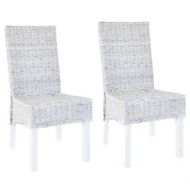 Detailed information about the product Dining Chairs 2 pcs Grey Kubu Rattan and Mango Wood