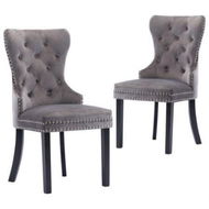 Detailed information about the product Dining Chairs 2 Pcs Grey Velvet