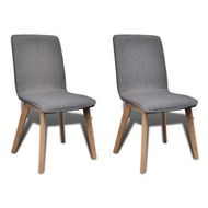 Detailed information about the product Dining Chairs 2 Pcs Light Grey Fabric And Solid Oak Wood