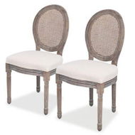 Detailed information about the product Dining Chairs 2 Pcs Linen And Rattan