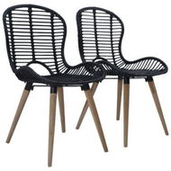 Detailed information about the product Dining Chairs 2 Pcs Natural Rattan Black