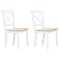 Detailed information about the product Dining Chairs 2 pcs White and Light Wood Solid Rubber Wood