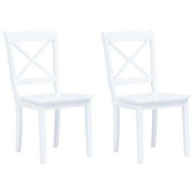 Dining Chairs 2 pcs White Solid Rubber Wood