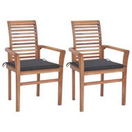 Detailed information about the product Dining Chairs 2 pcs with Anthracite Cushions Solid Teak Wood