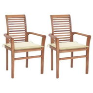 Detailed information about the product Dining Chairs 2 pcs with Cream Cushions Solid Teak Wood