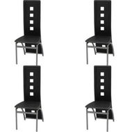 Detailed information about the product Dining Chairs 4 pcs Black Faux Leather