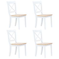 Detailed information about the product Dining Chairs 4 pcs White and Light Wood Solid Rubber Wood