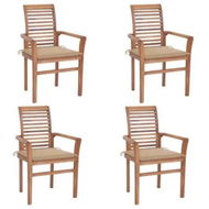 Detailed information about the product Dining Chairs 4 pcs with Beige Cushions Solid Teak Wood