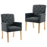 Detailed information about the product Dining Chairs with Armrests 2 pcs Grey Fabric