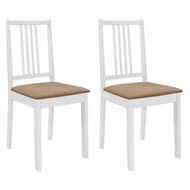 Detailed information about the product Dining Chairs With Cushions 2 Pcs White Solid Wood