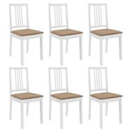 Detailed information about the product Dining Chairs with Cushions 6 pcs White Solid Wood