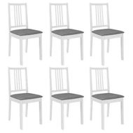 Detailed information about the product Dining Chairs with Cushions 6 pcs White Solid Wood