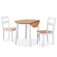 Detailed information about the product Dining Set 3 Pieces MDF And Rubberwood White