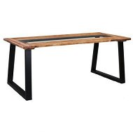 Detailed information about the product Dining Table 180x90x75 Cm Solid Acacia Wood And Glass