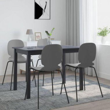 Dining Table Black 114x71x75 Cm Solid Rubber Wood