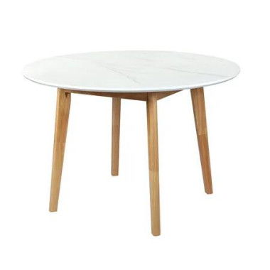 Dining Table Round Rubberwood Base 120cm White 120 CM