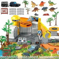Detailed information about the product Dinos Toys Playset,Vehicles Construction Track Set with Map,Realistic Dinosa Figures,Parking Barrier Crane Cars,Educational Learning for Kids Ages 3-12