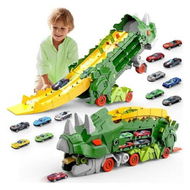 Detailed information about the product Dinosaur Truck Toys for Kids, Transforms into Triceratops with Race Track Set Toys for Boys 3 4 5 6 7 8 Years Old Green