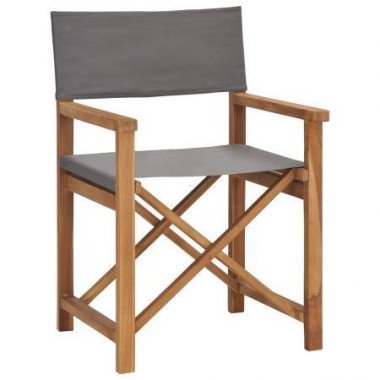 Directors Chair Solid Teak Wood - Grey