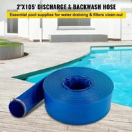 Detailed information about the product Discharge Hose, 51 mm x 32 m, PVC Fabric Lay Flat Hose, Heavy Duty Backwash Drain Hose with Clamps, Weather-proof & Burst-proof, Ideal for Swimming Pool & Water Transfer, Blue