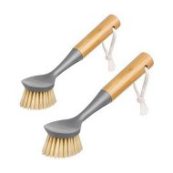 Detailed information about the product Dish Brush with Bamboo Handle Built in Scraper, Scrub Brush for Pans, Pots, Kitchen Sink Cleaning, Pack of 2