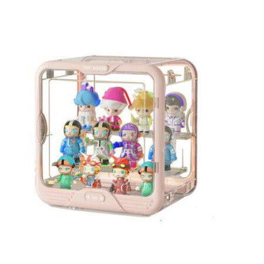 Display Case For Figures Doll Double Door Display Box With Light Strip POP Mart Lego Pokémon Angel Baby Showcase - Pink.