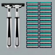 Detailed information about the product Disposable Razor for Women 3 Blade 24 Refills Razor (2 Handles and 24 Refills)