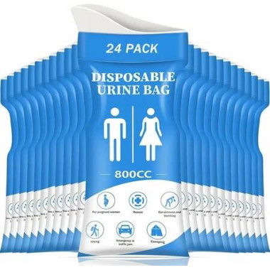 Disposable Urine Bag,24PCS Pee Bags for Travel for Women/Men,800ML Emergency Portable Urinal Bag and Vomit Bags,Unisex Urinal Bag