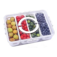 Detailed information about the product Divided Serving Tray with Lid and Handle, Portable Charcuterie Container for Fruit Candy Veggie Nuts Snacks (4 Compartments)