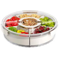 Detailed information about the product Divided Serving Tray with Lid and Handle,Large Snack Spinner,Snackle Box Container,Multi-purpose Food Platter,Taco Tuesday Movie Night Travel Beach Picnic Essentials (1 Pcs)