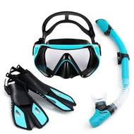 Detailed information about the product Diving Mask Fin Snorkel Set Panoramic View Snorkel Mask Adjustable Dive Flipper Dry Top Snorkel Color Green Size L/XL