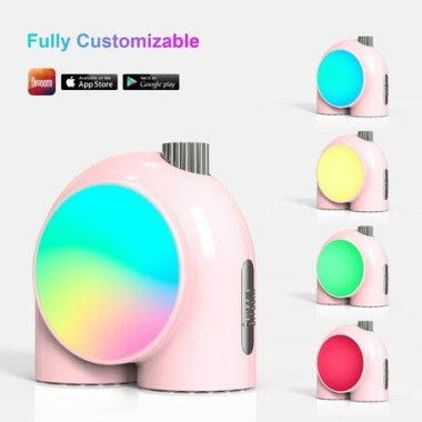 Divoom Planet-9 Smart Mood Lamp Cordless Table Lamp With Programmable RGB LED For Bedroom Gaming Room Office-Pink