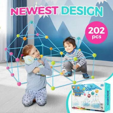 DIY Fort Building Kit 202pcs Construction Builder Castle Educational Toy Creative STEM Learning Play Set Gift for Kids