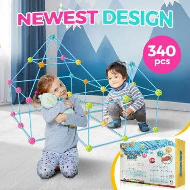 DIY Fort Building Kit 340pcs Construction Castle Builder Creative Educational Toy Learning STEM Gift Playset for Kids