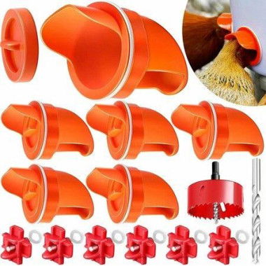 DIY No Waste Chicken Feeders And Waterer Set 6 Ports With 6 Chicken Water NipplesRodent Proof Rain Proof Automatic Poultry Duck Feeder Kit