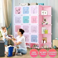 Detailed information about the product DIY Plastic Wardrobe Cupboard Toy Rack Book Shelf Closet Organizer Cloth Storage Portable 12 Cube 4 Corner Cabinet 3 Shoe Box Pink